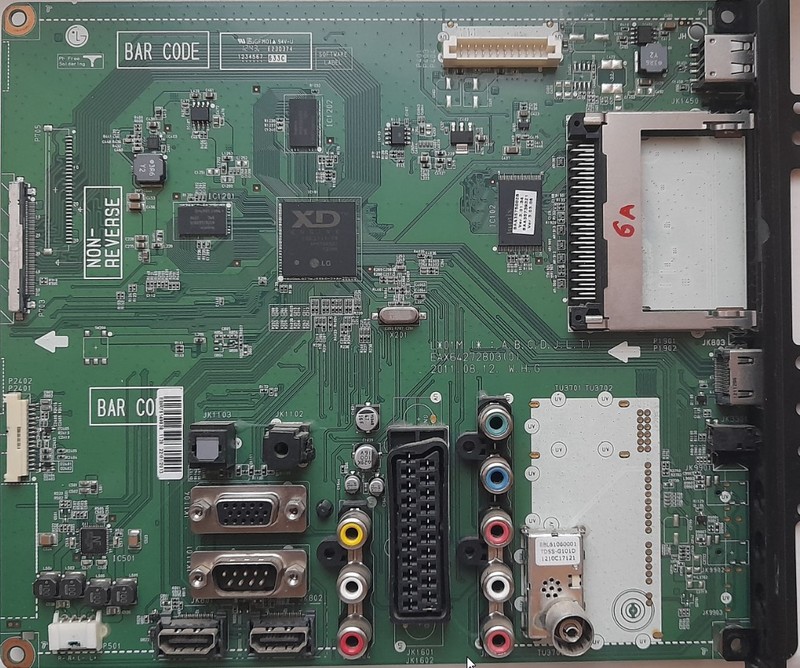 LG42CS560. Main:EAX64272803(0).Блок питания (PSU) PCB:EAX64648001(1.6)  REV 1.0.  T-CON:LC420WUN-SCA1 P/N:6870-0310C.